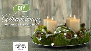 DIY Adventskranz aus Naturmaterial mit Moos amp Zweigen How to Deko Kitchen [upl. by Loginov]