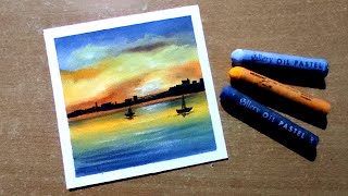 Waterfall Drawing for beginners with Oil Pastels step by step [upl. by Anitnahs]