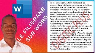 COMMENT INSERER ET PERSONNALISER UN FILIGRANE SUR WORD [upl. by Chubb]