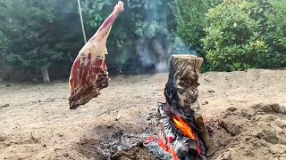 THE PERFECT LEG OF MEDIUMRARE LAMB ON THE FIRE 😬 [upl. by Horatia]