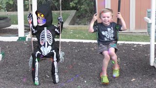 Lil Skelly Bones Spirit Halloween Animatronics  Jagger Plays with Animatronic Skeleton [upl. by Nimad371]