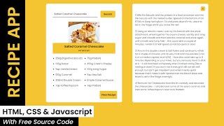 Recipe App With Javascript  MealDB API  HTML CSS amp Javascript [upl. by Keligot]