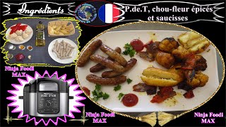 Recette pour NINJA FOODI Pommes de terre chou fleur épicées et saucisses [upl. by Hamaso108]