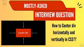 Important Interview Question in CSS  Perfectly Center DIV Horizontally and Vertically with CSS css [upl. by Franza]