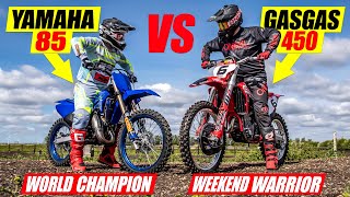 World Champion on 85cc vs Weekend Warrior on 450 4 Stroke [upl. by Bergquist510]