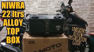 UNBOXING amp REVIEW 22liters ALLOY TOP BOX from NIWRA MOTOSUPPLY [upl. by Aryn622]