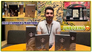 2023 STARBUCKS TRADITIONS UNBOXING  WORTH IT COLLECTING  STICKERS  Guri Vlogs [upl. by Luella]