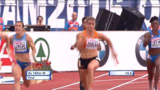 Womens 4x100m Final  Dafne Shippers Destroys Her Leg  European Athletics Championships 2016 [upl. by Damiano593]