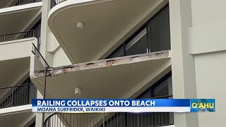 Hotel balcony railing collapse investigated at Waikiki Beach [upl. by Sella137]