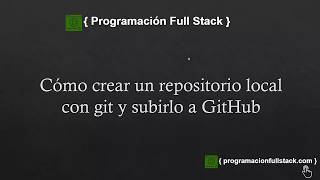 Cómo crear un repositorio local con Git y subirlo a GitHub [upl. by Nytram603]