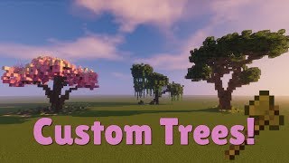 Minecraft Custom Tree tutorial 2  Oak  Willow  Sakura [upl. by Oniuqa]