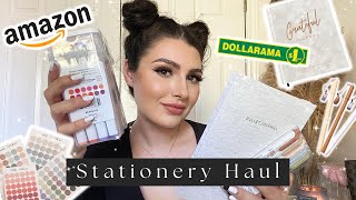 HUGE STATIONERY HAUL  Amazon amp Dollarama Markers Journals Stickers amp MORE [upl. by Eednyl]