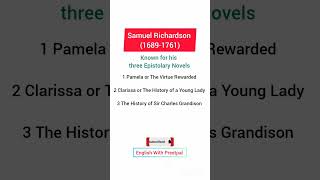 Samuel Richardson famous Three Epistolary Novels englishliterature [upl. by Ainat622]