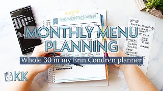 Menu Planning Free Printable Monthly Meal Plan Calendar Erin Condren Planner Whole 30 Dinner Ideas [upl. by Ofilia]