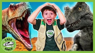 Dinosaur Surprise Egg Hunt with Dynamite Plus Many More TRex Ranch  Dinosaurs for Kids [upl. by Juditha]