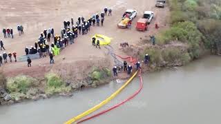 Simulacro sobre el río Colorado para prevenir posibles derrames de petróleo [upl. by Gulgee]