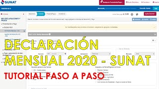 Declaración mensual Sunat 2020 Tutorial paso a paso Actualizado [upl. by Marriott]