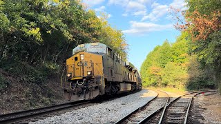 CSX 3134 fast empty coaler zooms right though downtown Lawrenceville [upl. by Meeker]