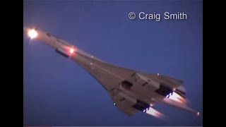 Concorde Twilight Takeoff with visible reheatafterburners [upl. by Atirhs39]