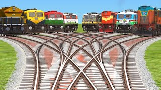 8️⃣ TRAINS CROSSING AT CORVED BRANCHED RAILROAD TRICKS RISKY RAILROAD TRICKS NTG train world4 [upl. by Ihskaneem]