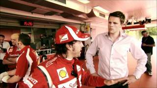 BBC F1 2011 Alonso testing road fuel [upl. by Martres372]