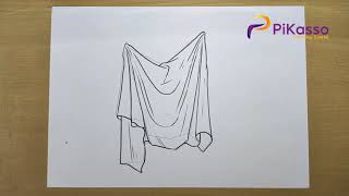 How to Draw a Silk Cloth Fabric Easy step by step [upl. by Shoemaker]