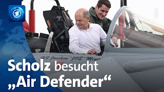 Scholz bei Luftwaffenmanöver „Air Defender“ in Jagel [upl. by Nats]