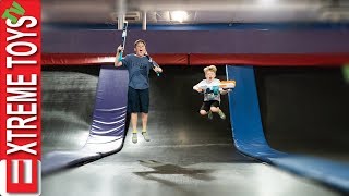 Trampoline Park XShot Blaster Showdown Sleepy Sneak Attack Squad [upl. by Ylrad]