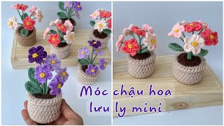 114 How To Crochet Mini Flower Pots With Wool  Móc Chậu Hoa Lưu Ly Mini  Dương Liễu Handmade [upl. by Eileen]