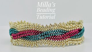 Wavy Flat Herringbone Bracelet 💎 beading tutotial DIY [upl. by Olimreh]