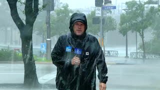 Eyewall of Hurricane Beryl Hits Downtown Houston [upl. by Fosque]