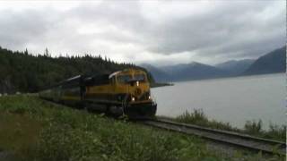 Alaska Railroad Ship Day Train Turnagain Arm Alaska [upl. by Bailar93]