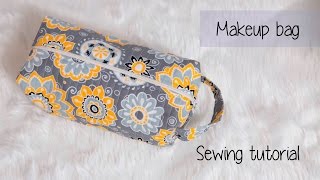 Quilted makeuptravel bag sewing tutorial [upl. by Scarlet174]