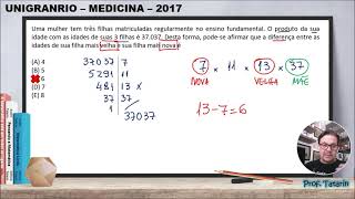 Matemática Linda  Prof Tatarin  Unigranrio  Medicina  Uma mulher tem três filhas matriculadas [upl. by Hamas]