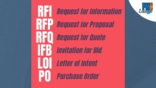 Procurement Documents  RFP RFI RFQ IFB LOI PO [upl. by Pillow]