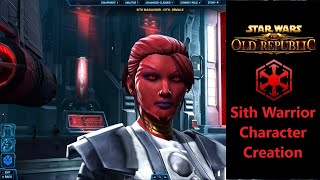 SWTOR  Female Sith Pureblood Warrior Character Creation Sith Marauder Class [upl. by Skilken849]