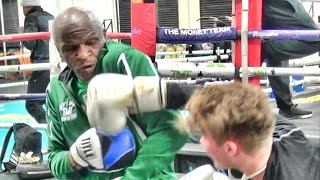 Floyd Mayweather Sr teaches the shoulder roll to a Utah fighter preparing for his 1st amateur fight [upl. by Narot]