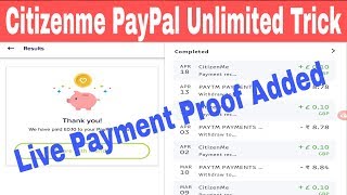 Citizenme App PayPal Loot  Complete Small Survey and Earn Unlimited Trick [upl. by Dnallor]