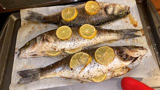 Baked Whole Branzino Fish Recipe  Oven Roasted Branzino With Lemon  Easy Simple Delicious [upl. by Ashla]