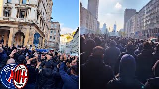 PSG ULTRAS IN MILAN  AC MilanPSG 7112023  les supporters parisiens à MILAN cortège [upl. by Issak]