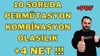 10 SORUDA Permütasyon Kombinasyon Olasılık 4 NET [upl. by Neeven685]