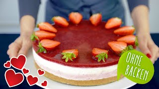 🍓Erdbeer Mascarpone Torte ohne Backen  No Bake Cake  Kuchen ohne Backen [upl. by Assela]