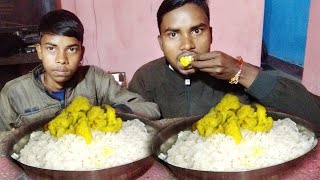 Cauliflower with rice cooking eating  villagestyle cooking eating  Jheatingshow [upl. by Chet]