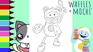 Coloring Waffles and Mochi with Busy the Bee Coloring Book Page  Sprinkled Donuts JR [upl. by Eidde]