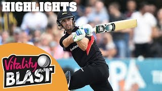 Derbyshire v Leicestershire  Ackermann Claims Three Wickets  Vitality Blast 2019  Highlights [upl. by Ainitsirc]