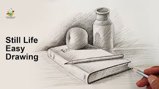 Still Life Quick Drawing Easy Step Step with Pencil Shading stroke [upl. by Prisca]