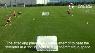 Football Coaching Resource  Game Practice  Attacking  2v1 amp 2v2 2 Zones [upl. by Atiniv]