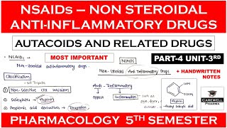 NSAIDs  Non Steroidal Anti Inflammatory Drugs  Autacoids  Part 4 Unit 3  Pharmacology 5 sem [upl. by Cavit]