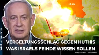 KRIEG IN NAHOST Nach HuthiAngriff auf Tel Aviv – Israel bombardiert RebellenStadt Hodeida [upl. by Acinej]