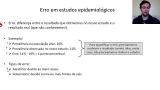 Epidemiologia aula 8 parte 14  Introdução à validade e precisão de estudos epidemiológicos [upl. by Bink]